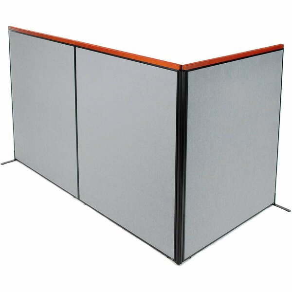 Interion By Global Industrial Interion Deluxe Freestanding 3-Panel Corner Room Divider, 60-1/4inW x 73-1/2inH, Gray 695155GY
